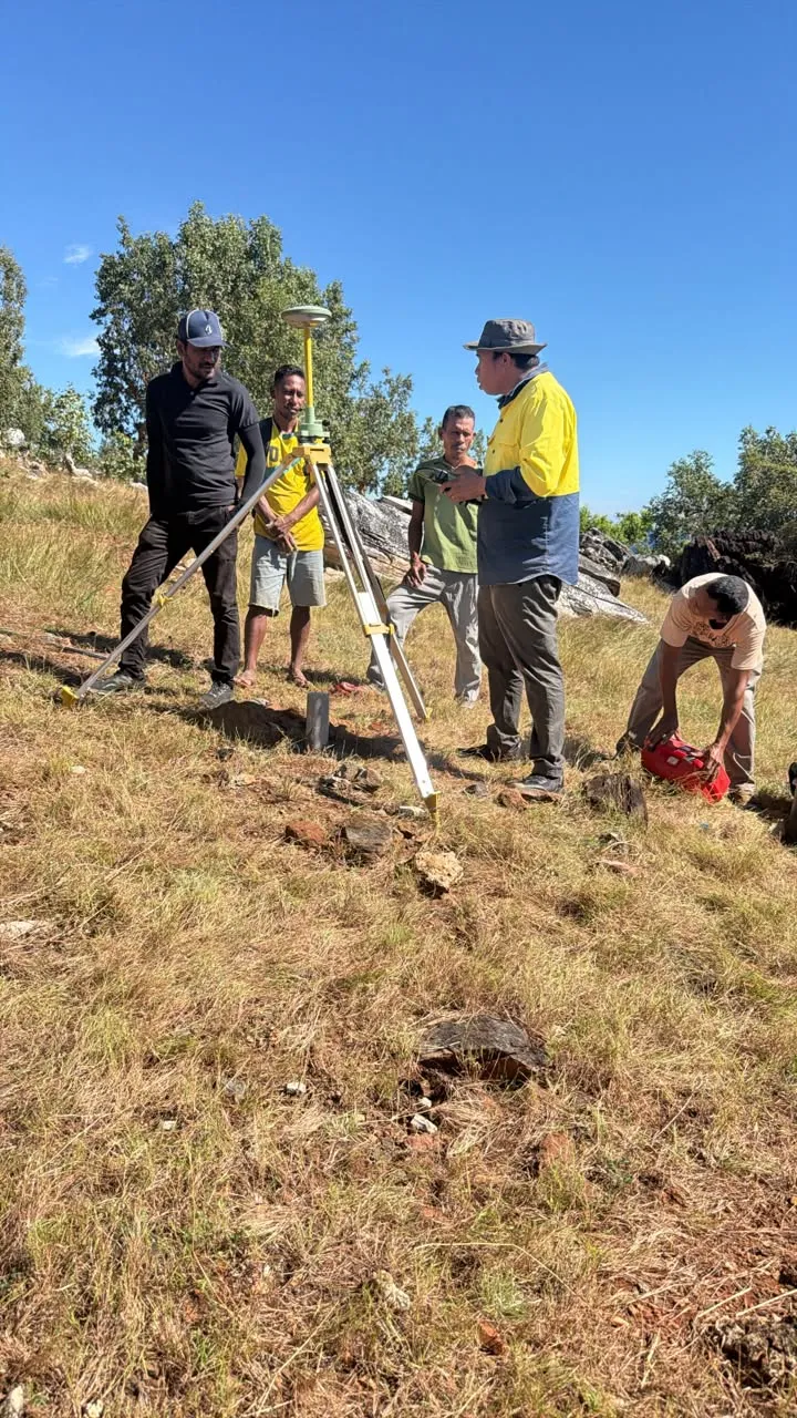 Survey team conducting boundary verification activities