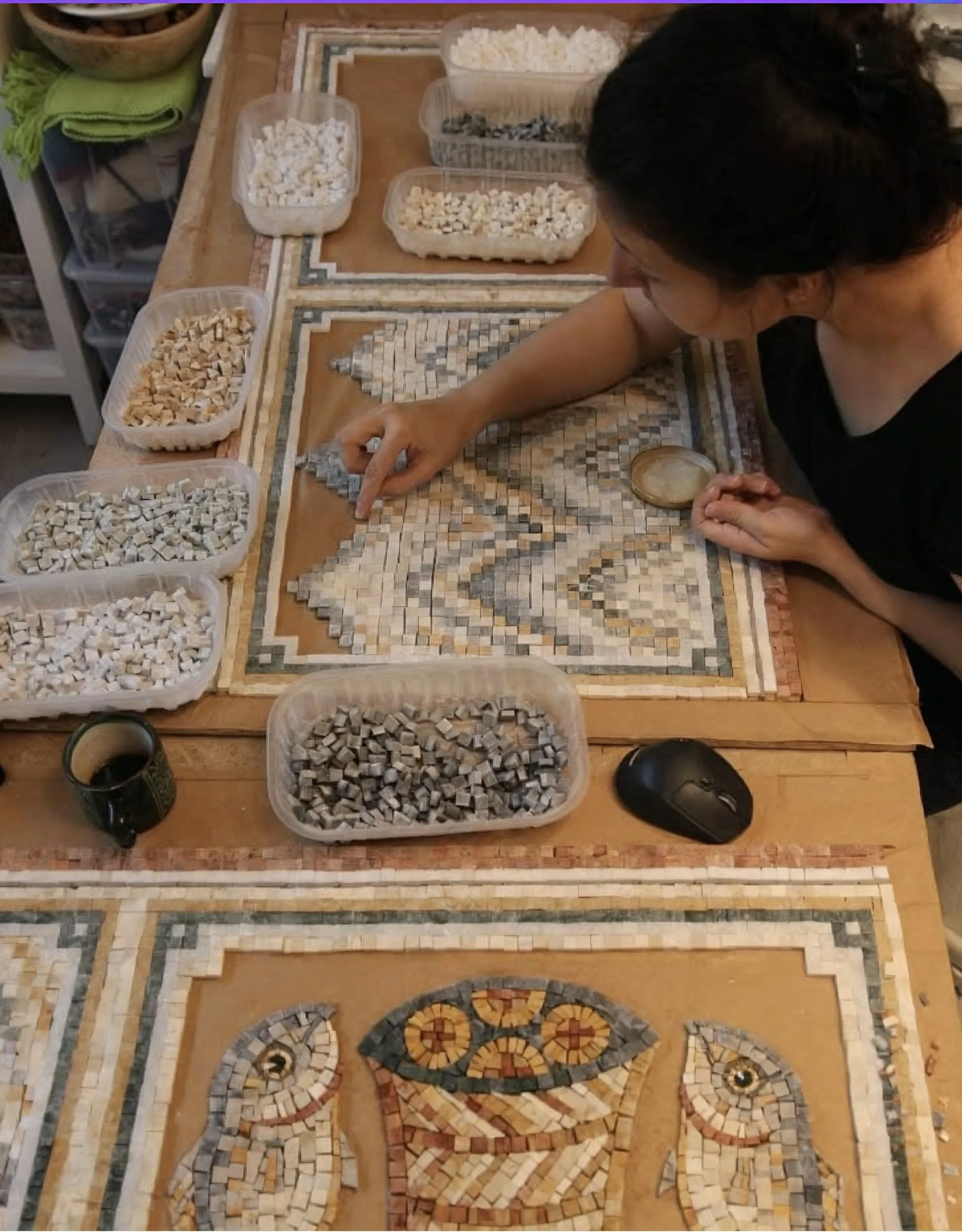 Artisan working with marble